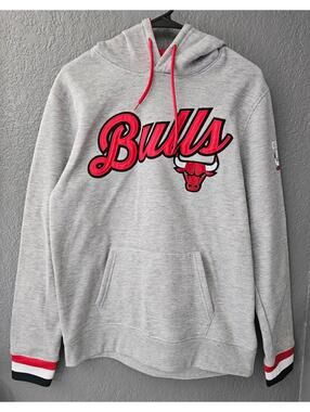 Men's Chicago Bulls Hooded Sweatshirt Pullover Gray Size Small NBA Basketball